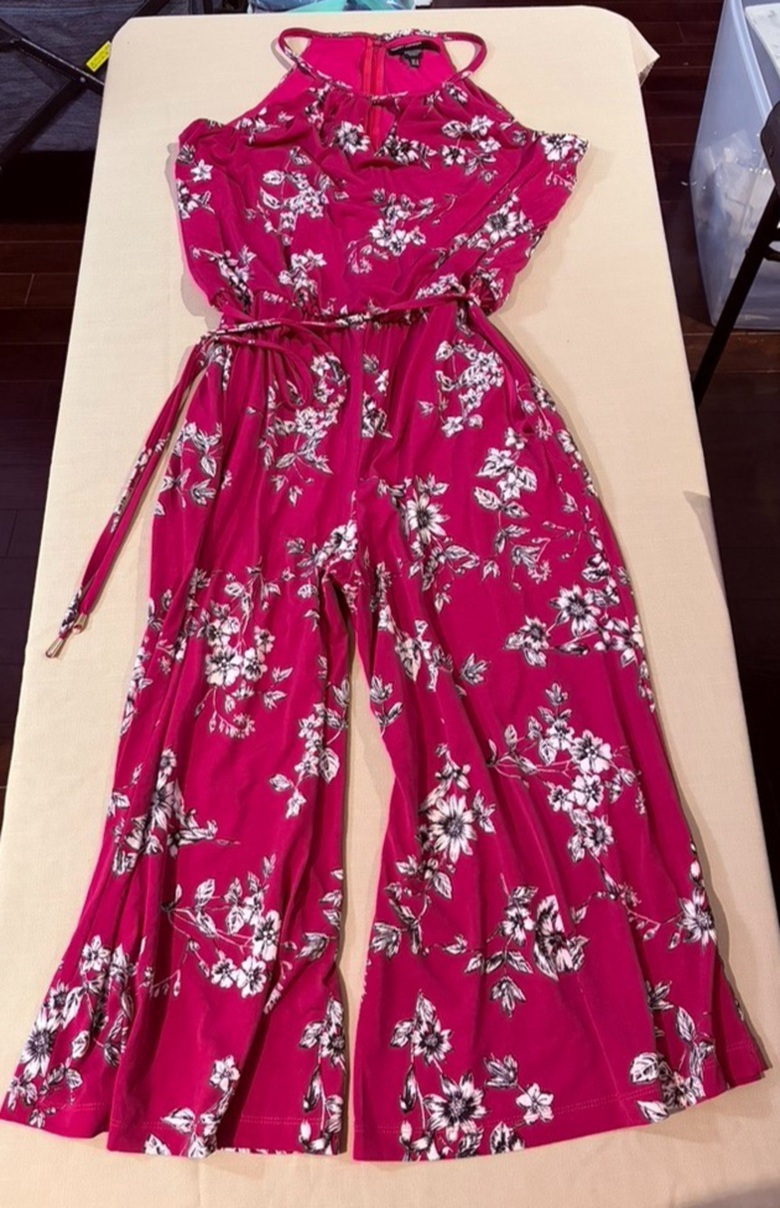 Maggy London Lottie Green Floral Cropped Jumpsuit Women’s US size 6
